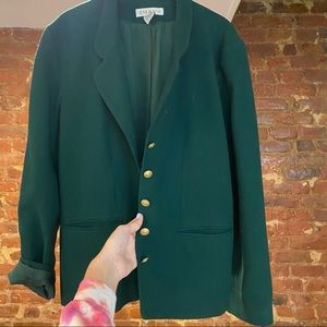 Boxy Green Blazer with Gold Buttons